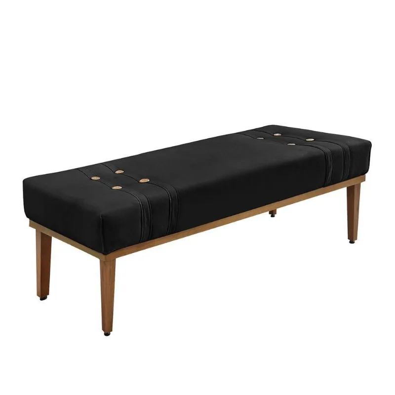 Calçadeira Recamier Casal Cléo 140cm Suede Estrutura Madeira Preto Loja Sheep
