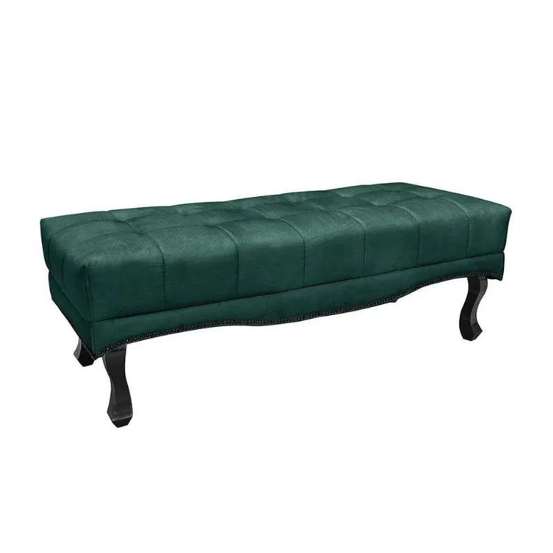 Calçadeira Recamier Alba 195cm Casal King Veludo Verde Escuro Loja Sheep