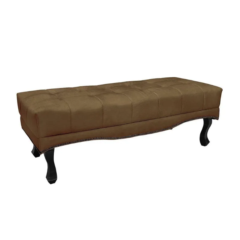 Calçadeira Recamier Alba Casal Queen 160cm Suede Madeira Maciça Caramelo Loja Sheep