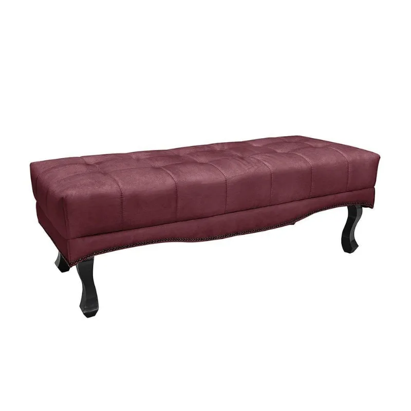 Calçadeira Recamier Alba 160cm Casal Queen Veludo Madeira Púrpura Loja Sheep