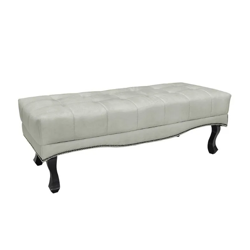 Calçadeira Recamier Alba 160cm Casal Queen Veludo Estrutura em Madeira Prata Loja Sheep