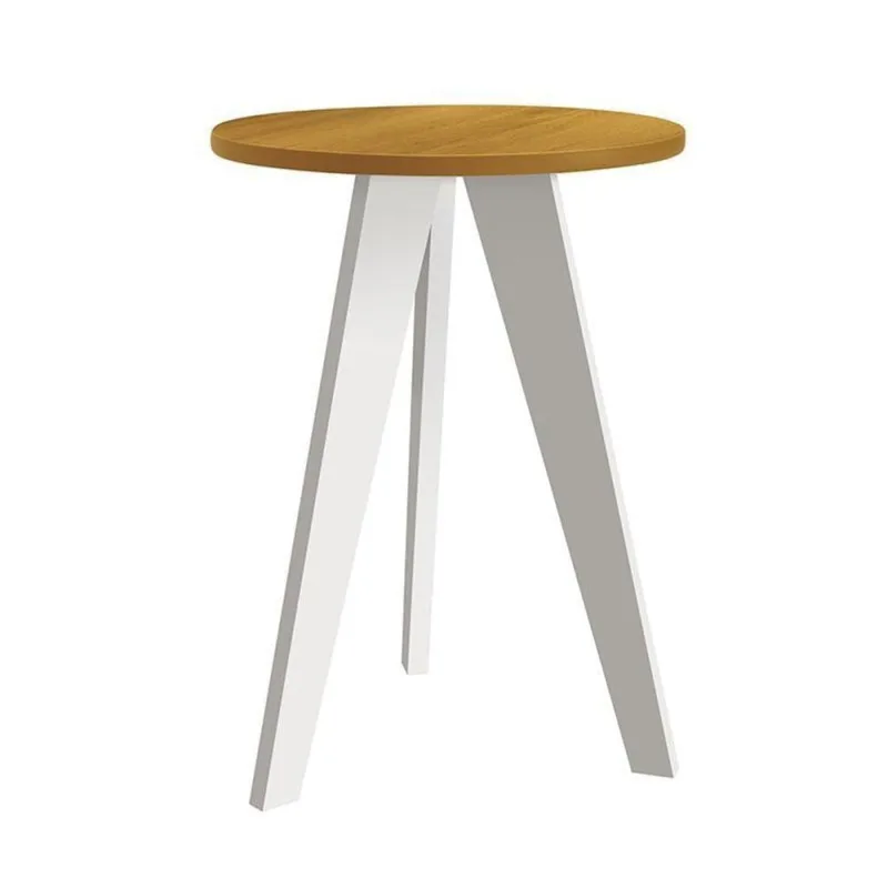 Mesa de Canto Prince Redonda MDF Madeira 48CM Branco - OUTRAS - Agro
