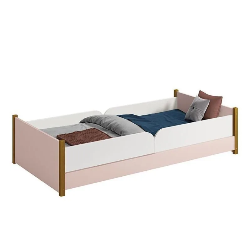 Cama Evolutiva Ravi com Grade e Colchão MDF Rosa Fosco Reller Móveis - OUTRAS - Agro