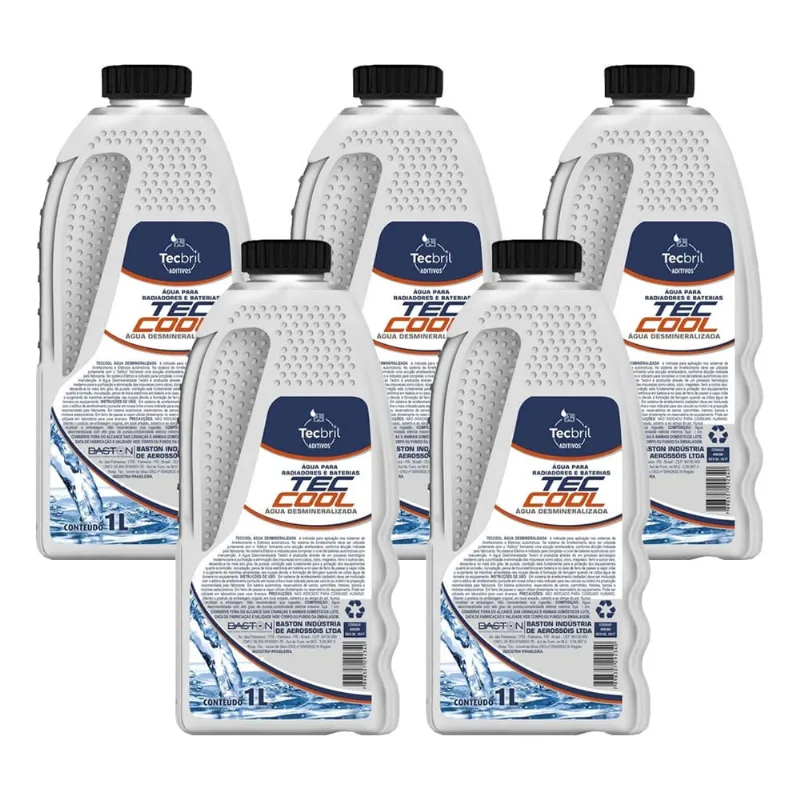 Kit 5 Água Desmineralizada Arrefecimento Radiador Bateria 1l