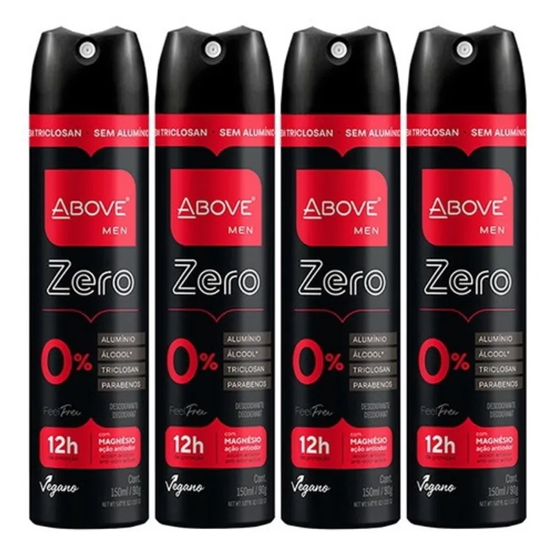 4 Desodorante Above Feel Free Masculino 12h Proteção 150ml