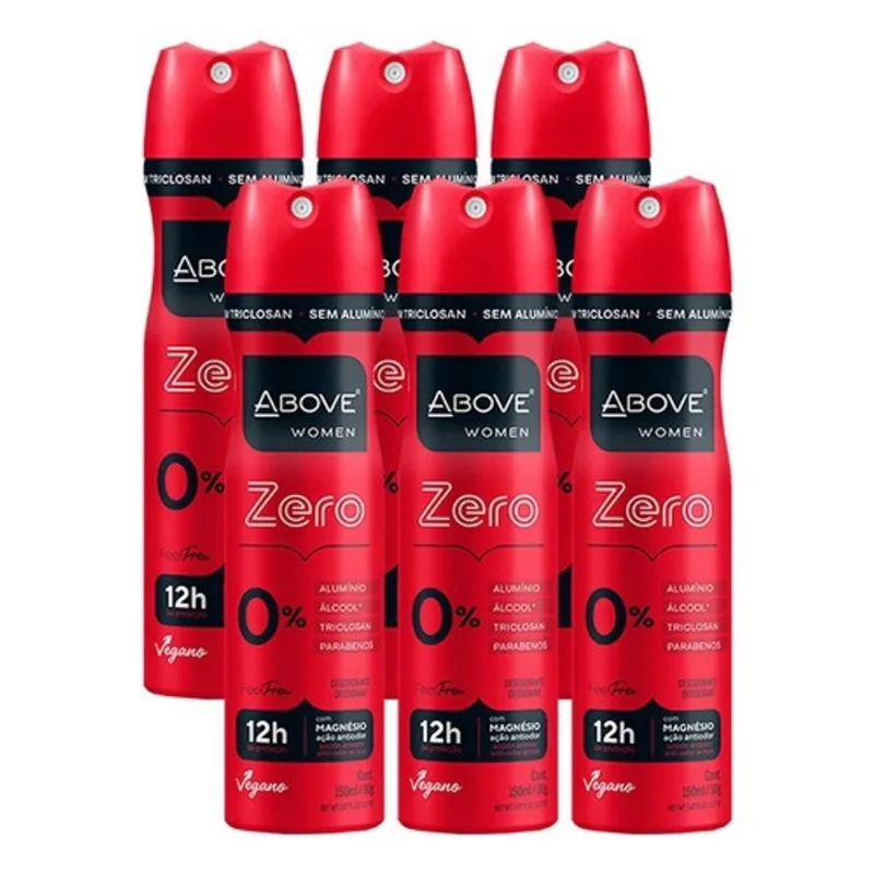 6 Desodorante Above Women Feel Free Feminino 12h Proteção 150ml