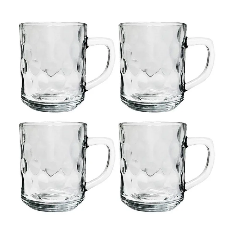Kit 4 Canecas De Vidro Bubles Relevo Em Casa Tem 245ml