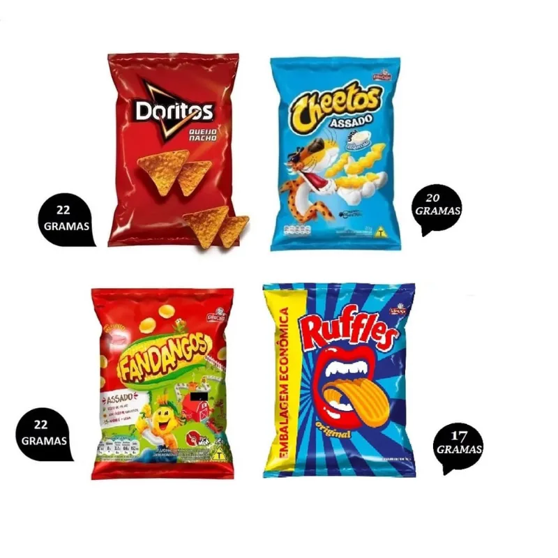 Kit 29 un Salgadinho Fandangos + Doritos + Ruffles + Cheetos