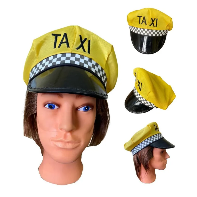 Boina Quepe Chápeu Taxi Americano Fantasia Amarelo Carnaval