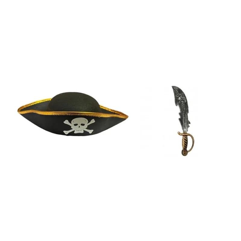 Acessório De Fantasia Chapéu De Pirata + Espada Infantil