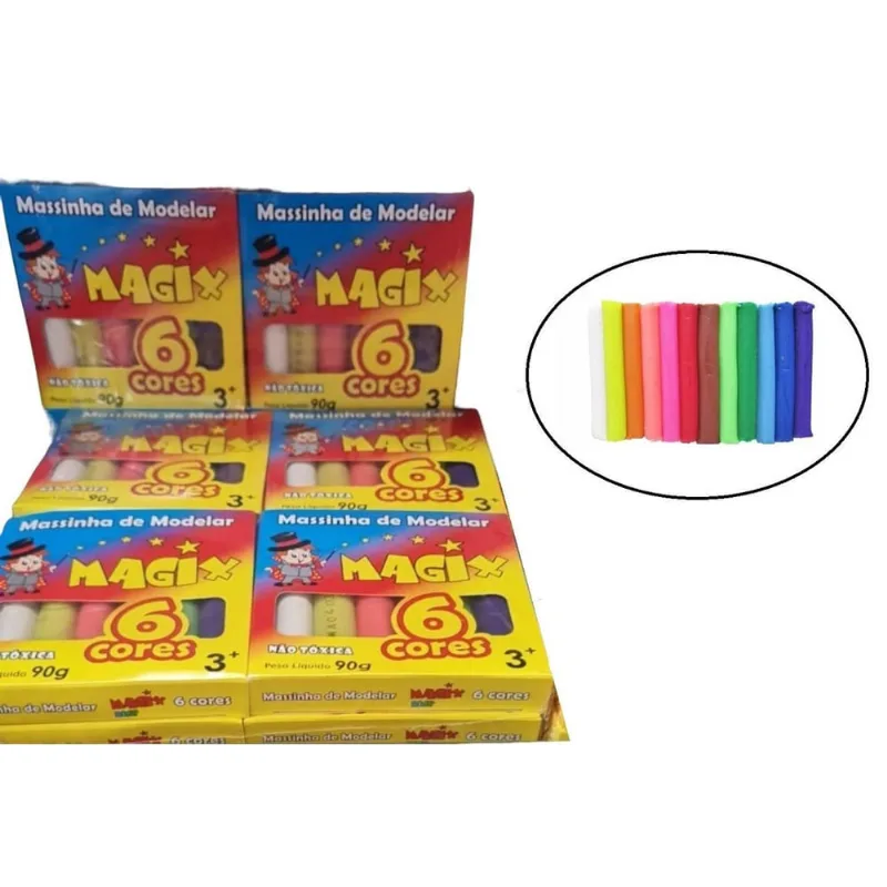 Massinha De Modelar 90G Magix 6 Cores /Kit Com 12 Unidades