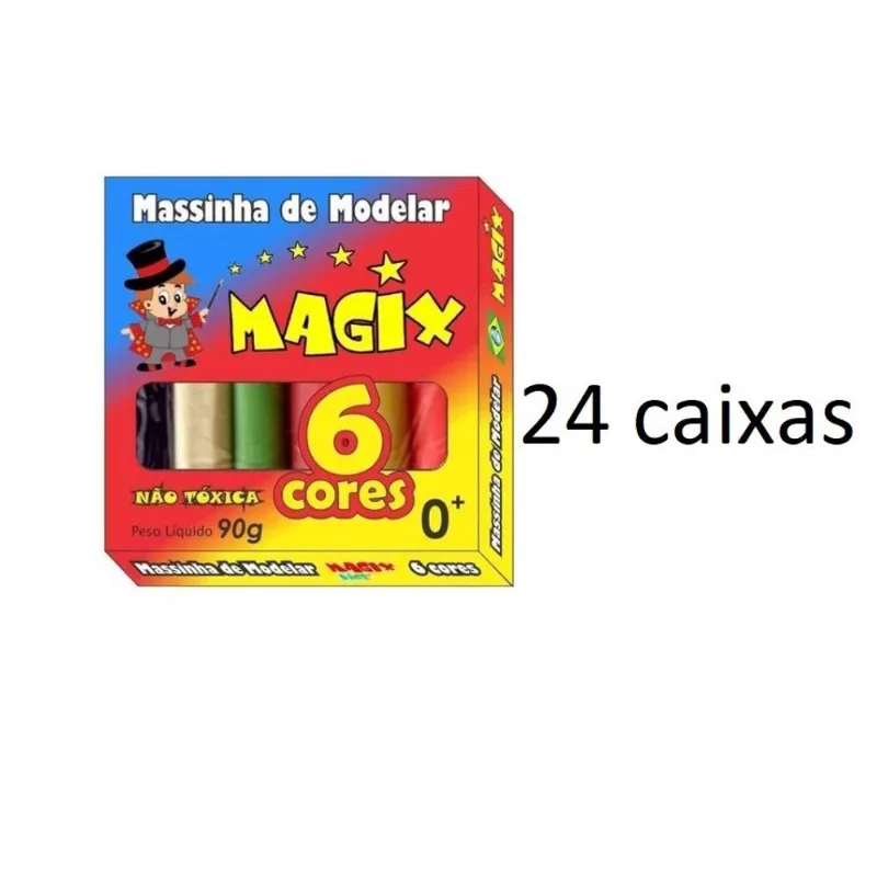24 Kit Massinha De Modelar 6 Cores Magix 90grs (24 Caixas)