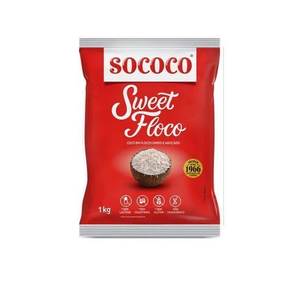 Coco Ralado Sococo Sweet Floco Úmido E Adoçado- Kit 5 Kilos - Não Informado - Mercearia