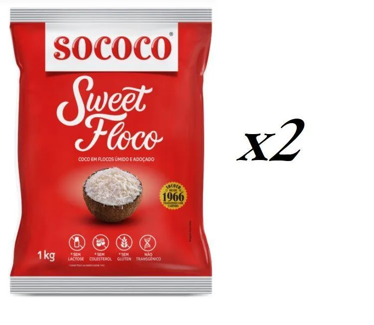 Kit 2 Kilos Coco Ralado Sococo Sweet Floco Úmido E Adoçado - Não Informado - Mercearia