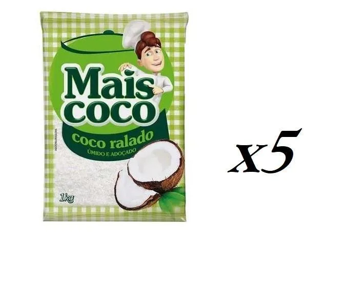 Kit 5 Kilos De Coco Ralado Mais Coco Umido E Adoçado Atacado - Não Informado - Mercearia