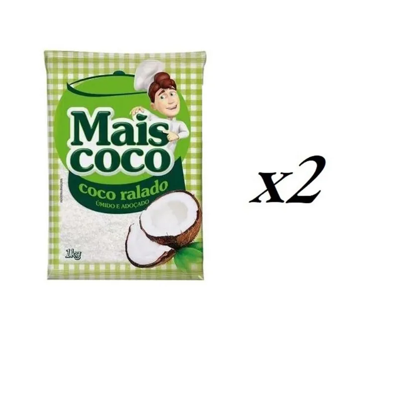Kit 2 kilos de Coco Ralado úmido Adoçado Mais Coco