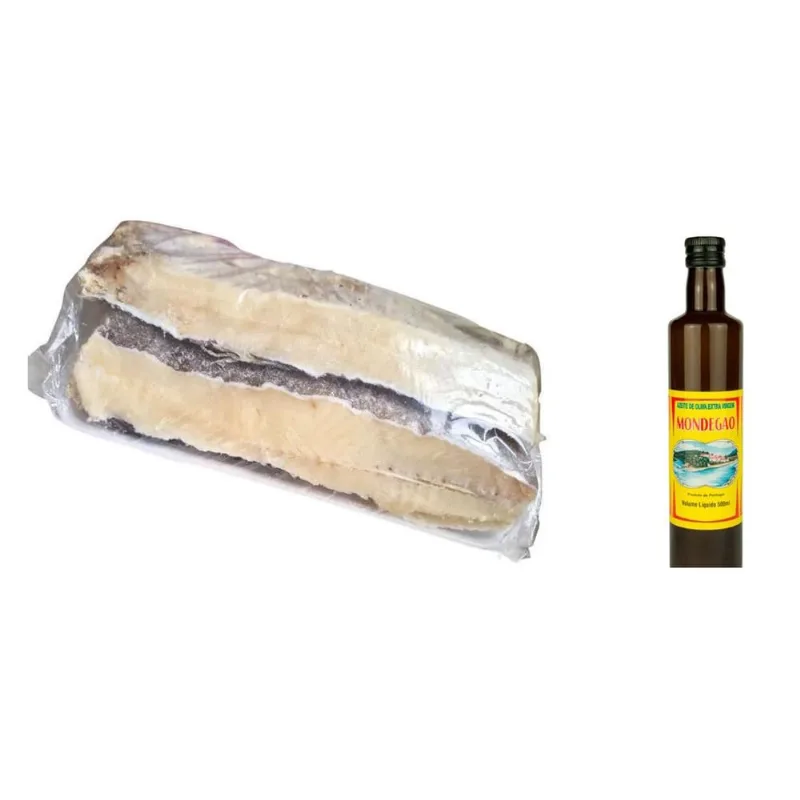 Bacalhau Imperial c/ pele em pedaço 2 Kilos + Azeite 500ml