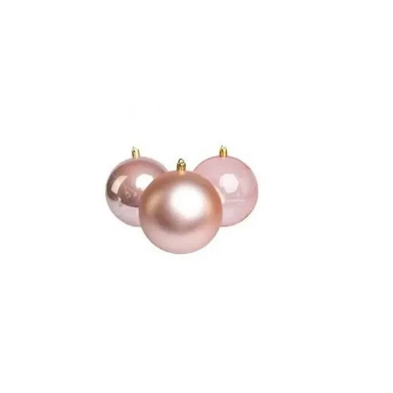 Bola Brilhante Rose 12cm Grande Decoração Natal- Kit 2un