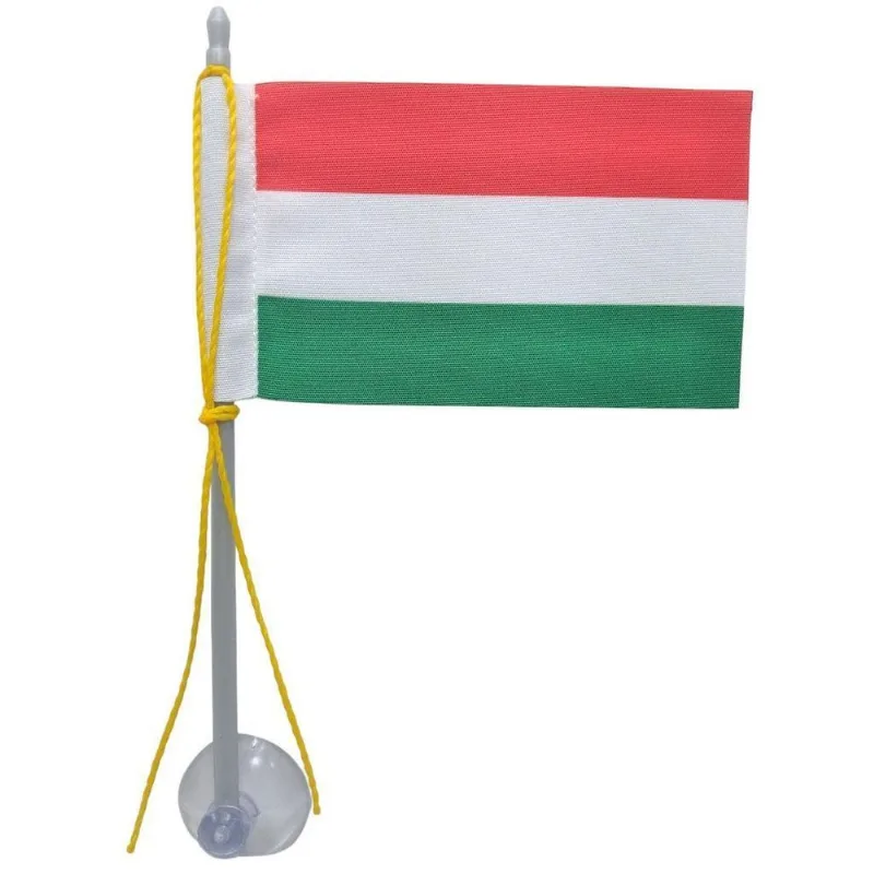 Mini Bandeira Hungria Ventosa Poliéster 5,5cm X 8,5cm 15 Cm