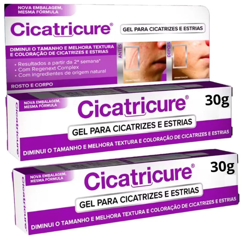 Cicatricure Gel Corpo Rosto Cicatrizes Estrias 30gr Kit c/ 2