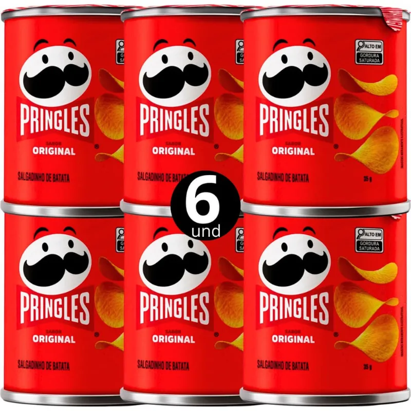 Salgadinho De Batata Pringles Chips Original Kit c/ 6 35gr