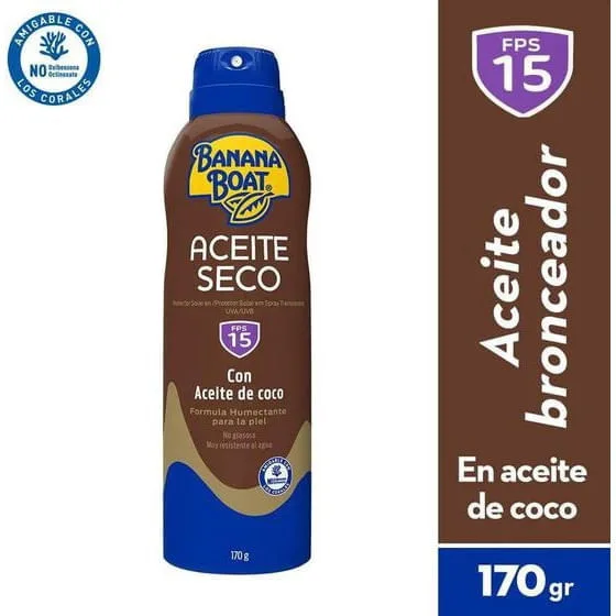 Bronzeador Banana Boat Spray Aceite Seco Fps15 170g - Não Disponível - Beleza E Perfumaria