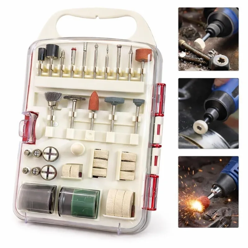 Kit Acessorios Micro Retifica 71 Acessorios Maleta Universal Corte Lixa Gravamento Polimento Artesanato Vidro Gesso
