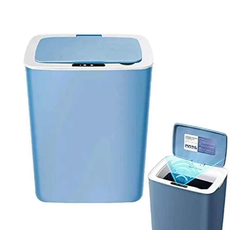 Lixeira Automática Inteligente 14L com Sensor para Cozinha e Banheiro Azul