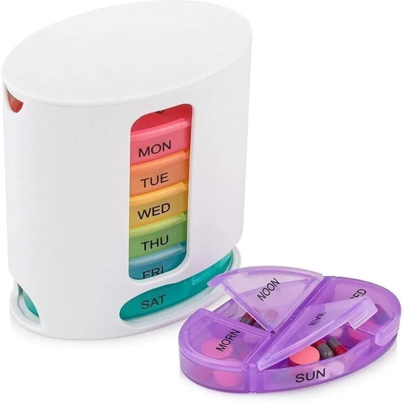 Porta Remedios Semanal Torre Comprimidos 4 Divisorias Dia Pill Pro Capsulas Dia Suplementos Organizador Portatil Estojo
