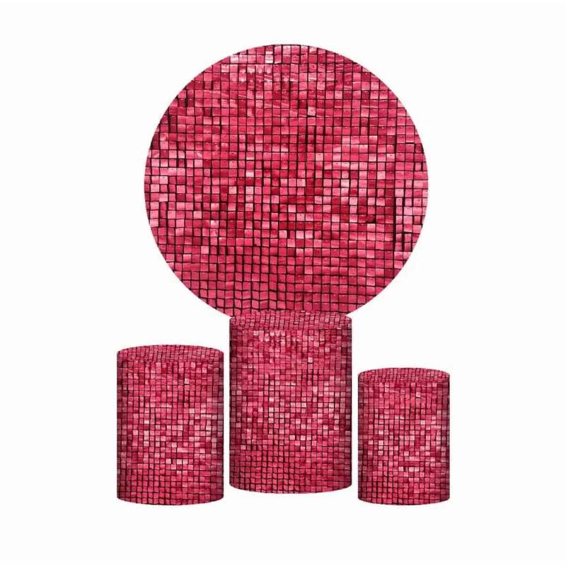 Trio Capas Cilindros + Painel Redondo Shimmer Wall Em Tecido