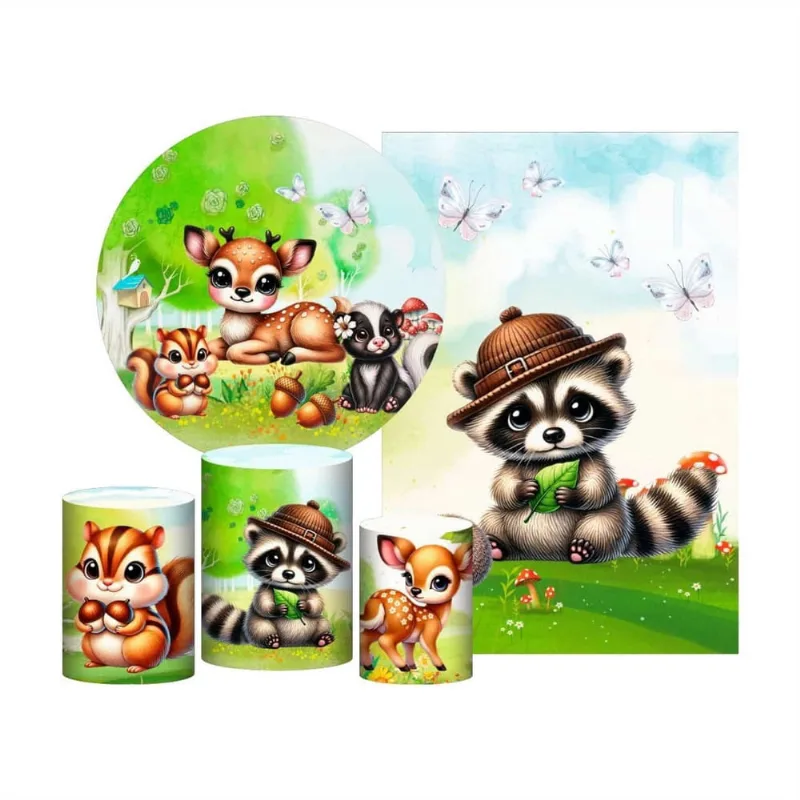 Kit Casado Bosque Painel Redondo Trio Capas Cilindro