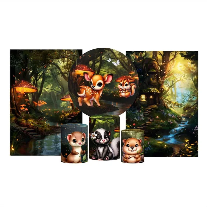 Kit Casado Bosque Painel Redondo Trio Capas Cilindro 2
