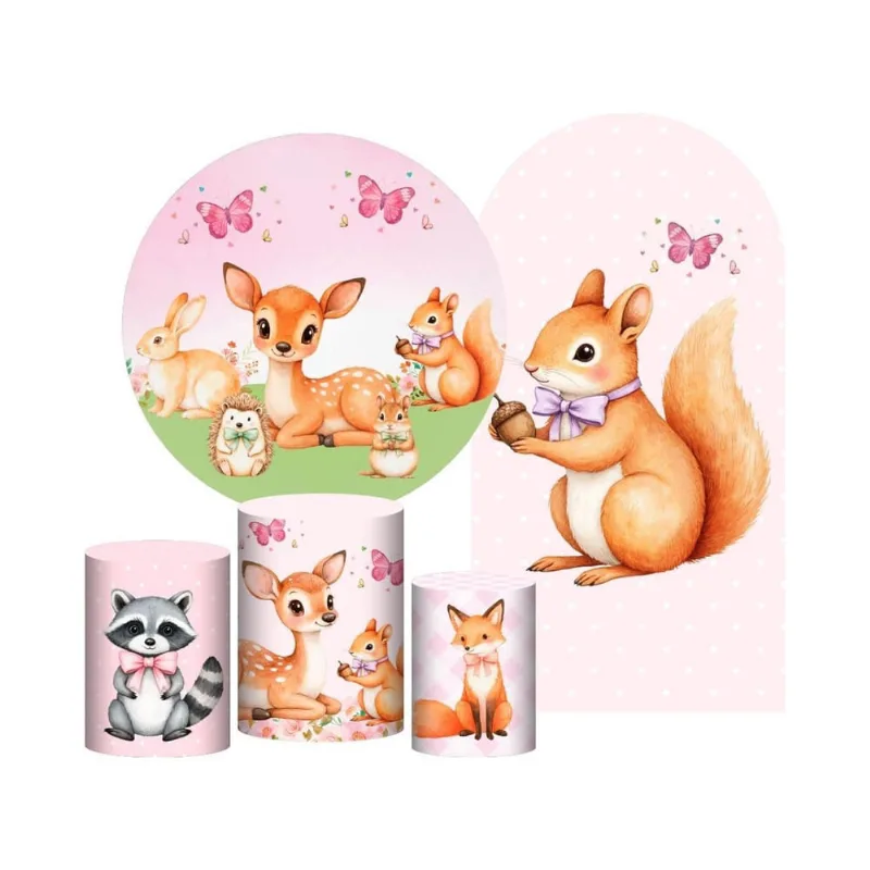 Kit Casado Bosque Painel Redondo Trio Capas Cilindro Romano