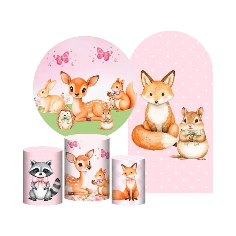 Kit Casado Bosque Painel Redondo Trio Capas Cilindro Romano