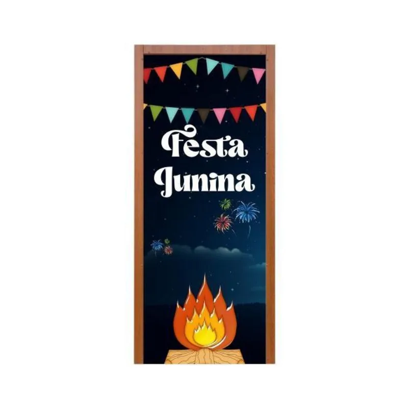 Painel Capa De Porta Festa Junina Tecido 3D 0,85M X 2,10M