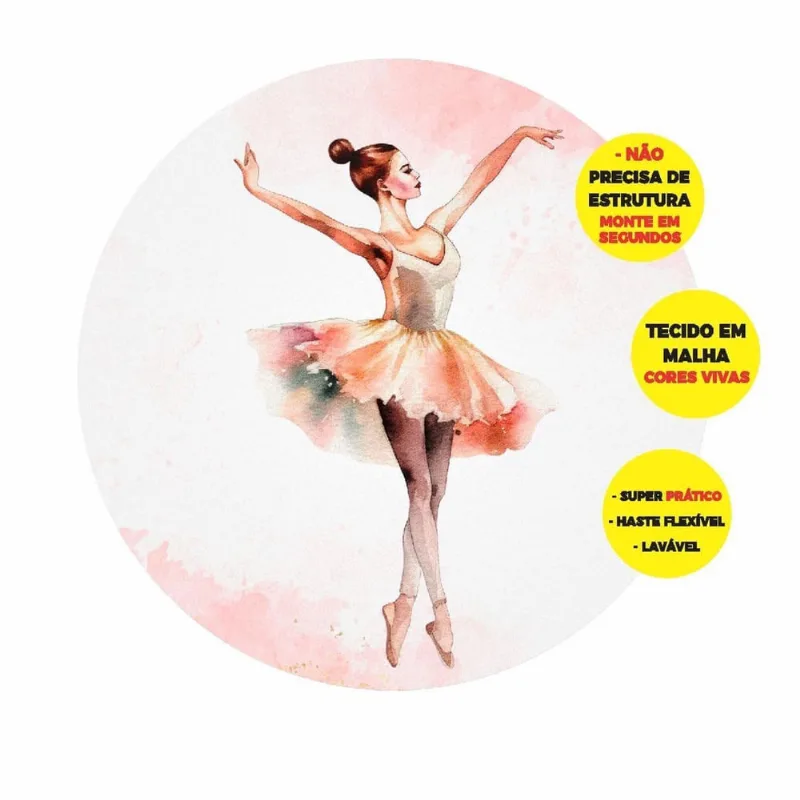 Painel Abre Fácil Bailarina Em Tecido Sublimado 1,50 X 1,50M