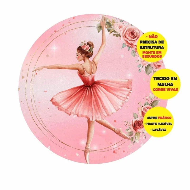 Painel Abre Fácil Bailarina Em Tecido Sublimado 1,50 X 1,50M