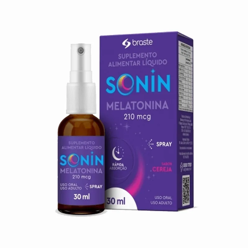Sonin Melatonina Suplemento Alimentar Spray 30ml - Cereja
