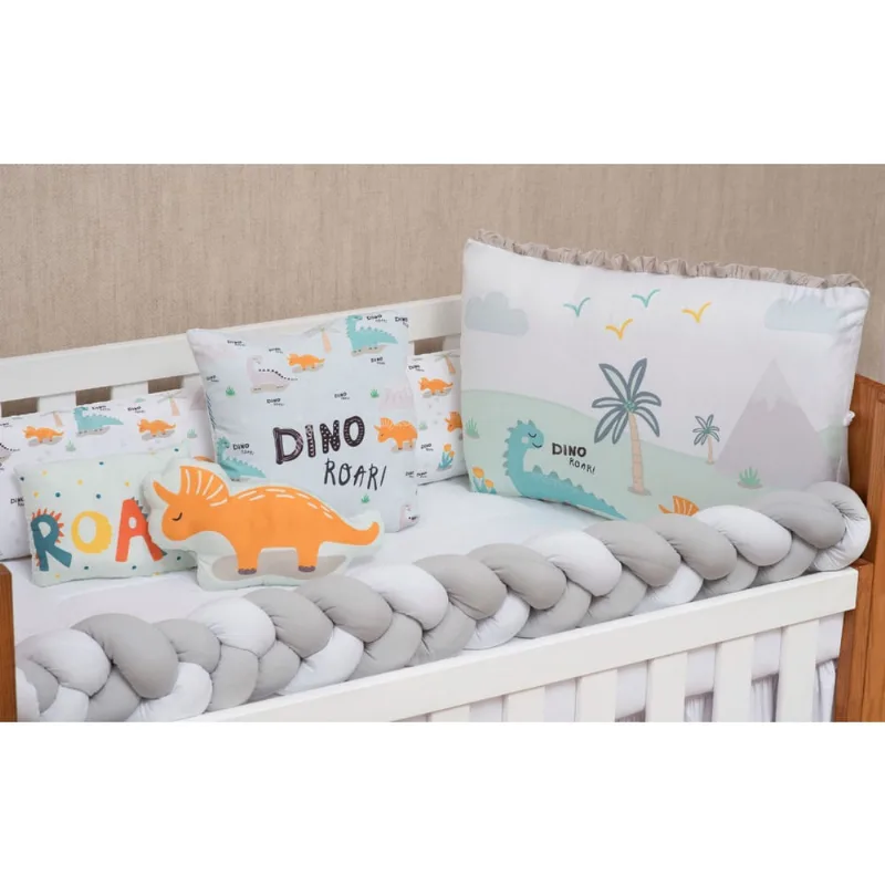 Kit berço trançado com edredom E impermeável dino bob 11p