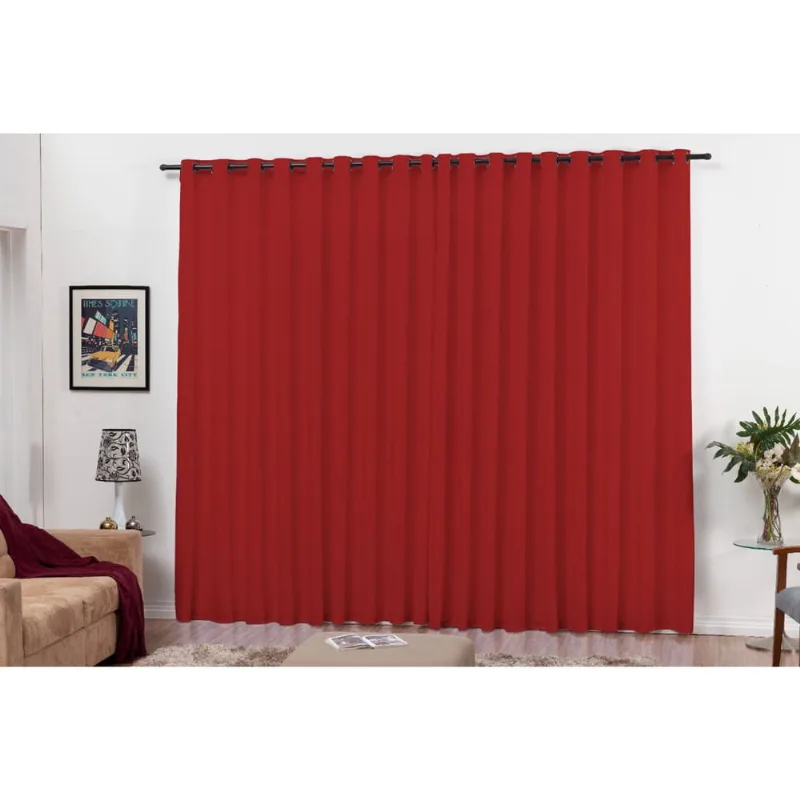 Cortina lisa com ilhós modelo oxford 3,00 X 2,5m vermelha