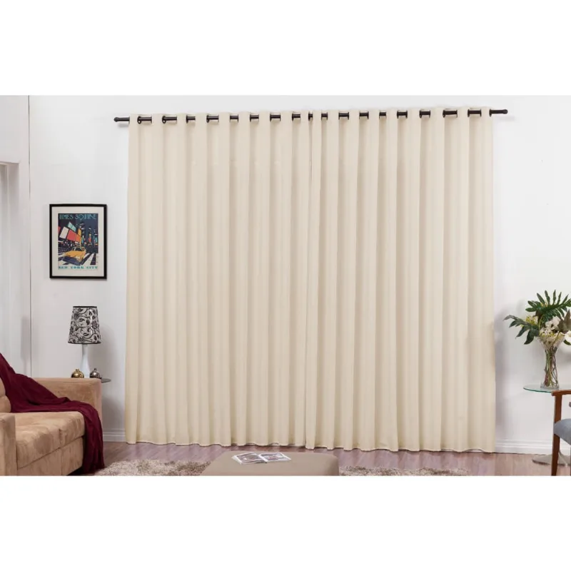 Cortina sala roma oxford com ilhós 3m x 2,5m palha