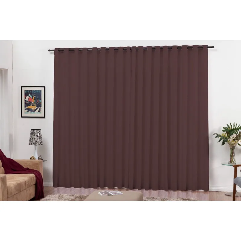Cortina roma com ilhós lisa 3m tabaco oxford 2,5m altura