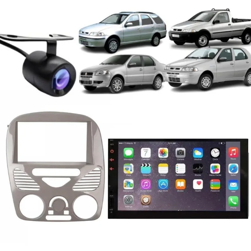 Central Multimídia Automotiva 2 Din Mp5 Fiat Weekend G2 7 Touch Screen Bluetooth Usb Câmera De Ré