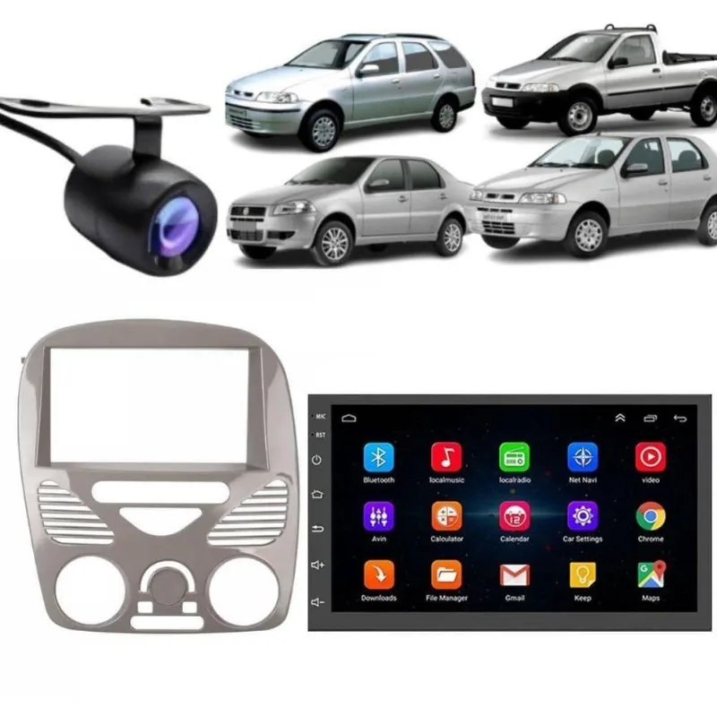Central Multimídia Android Auto Strada G3 7 Bluetooth Wi-Fi com Câmera Cinza Brilhante
