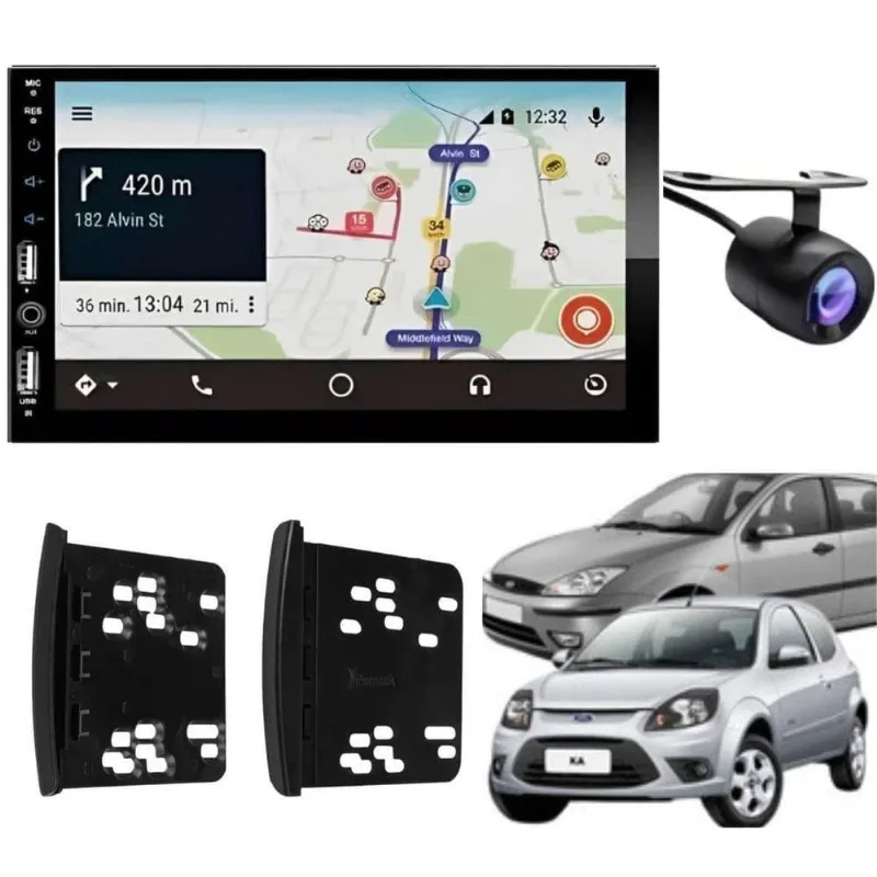 Central Multimídia Automotiva 2DIN 7810H 710H Preto com Bluetooth USB Auxiliar, Câmera de Ré