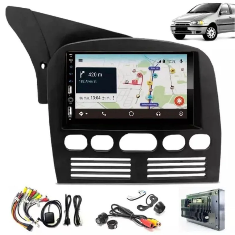 Central Multimídia Automotiva Weekend G1 2DIN Bluetooth com Carplay MP5 DVD Câmera de Ré e Moldura
