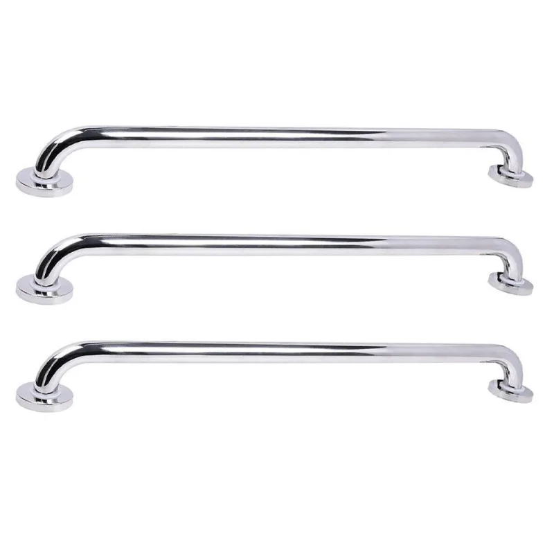 Alça Barra De Apoio 70Cm Inox Kit 3 Unidades Deficiente Idoso Anti Queda Corrimao