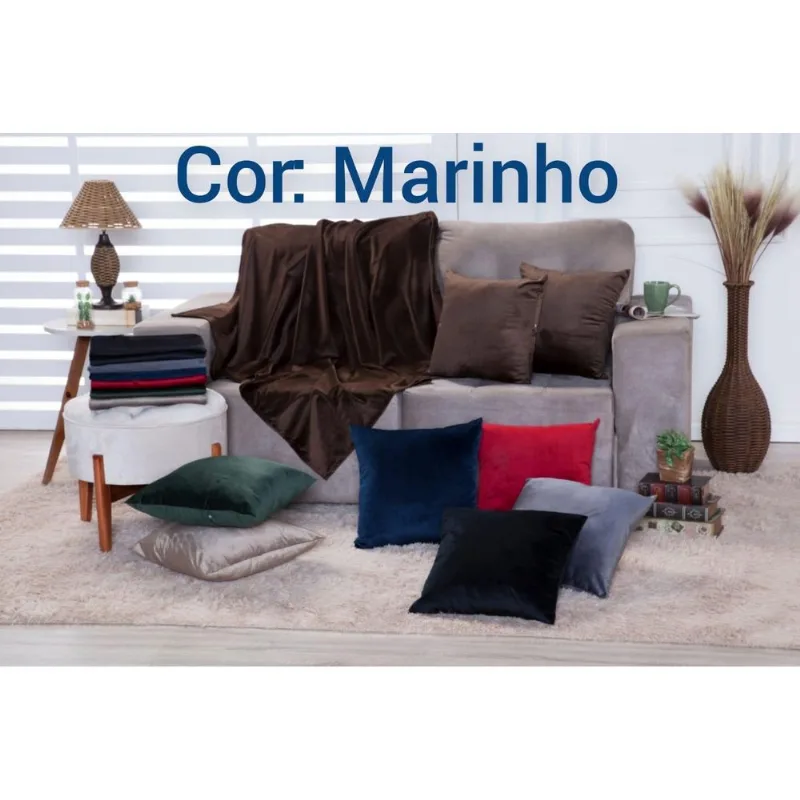 Xalé Sofá 135x135 Suede Aveludado - Azul Marinho