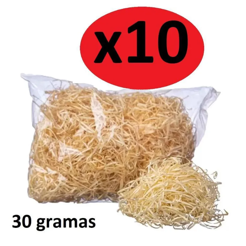 Kit 10 Sacos De 30Gr Palha Seca Fina Natural Decoração Festa