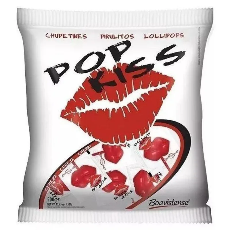 Pacote Pirulito Pop Kiss Cereja Florestal 100 Unids De 10G